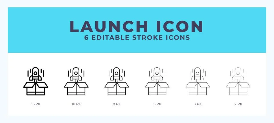 Launch icon set with different stroke. Design elements for logo. Vector ill.. Illustrazione stock