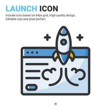 Launch icon vector with outline color style isolated on white background Stock Illustration
