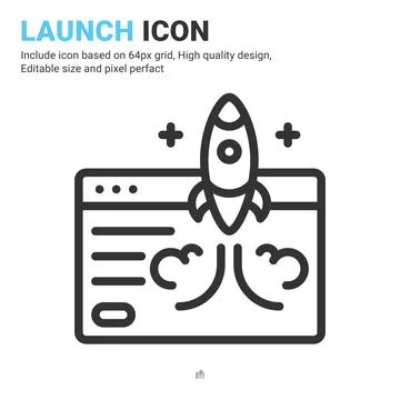 Launch icon vector with outline style isolated on white background 스톡 일러스트