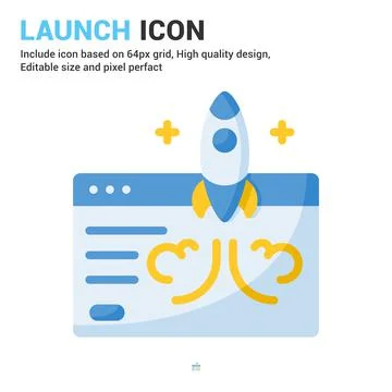 Launch icon vector with outline style isolated on white background Stock Illustration
