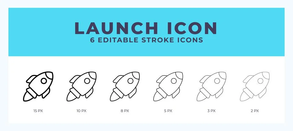 Launch icon vector for web. And mobile app. Editable stroke outline icon. Illustrazione stock