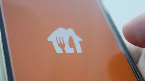 Launch the Just Eat application from your mobile smartphone with one touch Stock Footage 161396043