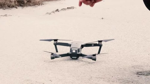 Launch of a large gray drone . High quality FullHD video. Stock Footage 134861239