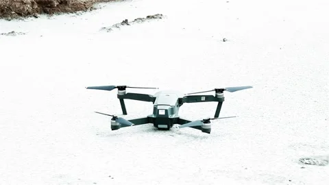 Launch of a large gray drone . High quality FullHD video. Stock Footage 134898565