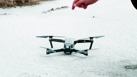 Launch of a large gray drone . High quality FullHD video. Stock Footage 134898600