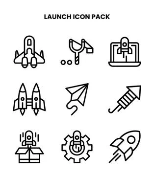 Launch Line Bundle Icons Pack Illustrazione stock