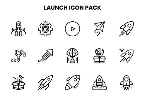 Launch Line Collection Icons Pack Stockillustratie