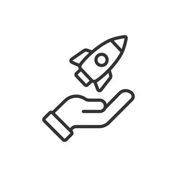 Launch, in line design. Launch, rocket, startup, new product, innovation, space Stock-Illustration