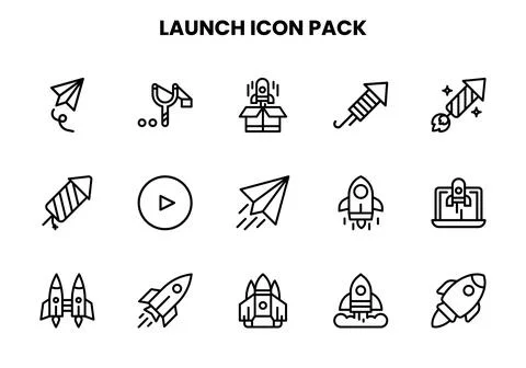 Launch Line Scalable Icons Pack Stock-Illustration