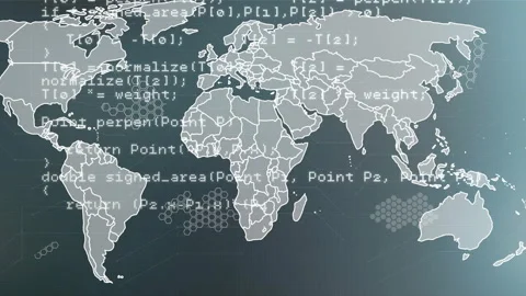 On launch map code overlay scrolling network code then drawing geometry and Stock Footage 313704104