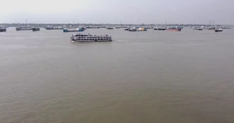 Launch in the Meghna river Stock Footage 283100572