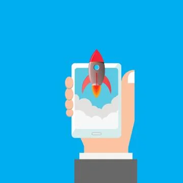 Launch Mobile Application Stock Illustration