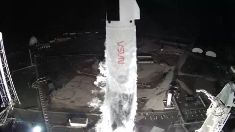 Launch of NASA's SpaceX Dragon Crew-8 mission on a Falcon 9 rocket Stock Footage 289728794