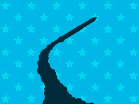 Launch of a nuclear missile. Launch of a ballistic missile. Vector illustrati Illustrazione stock