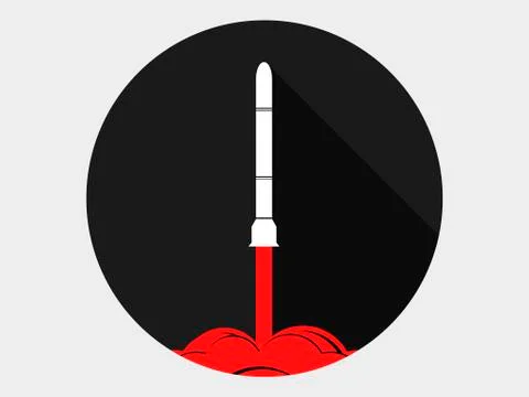 Launch of a nuclear missile. Start a ballistic missile. Vector illustration Ilustración de archivo