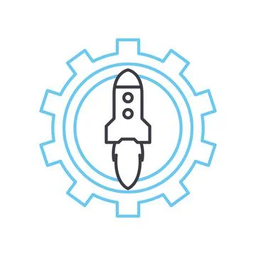 Launch optimization line icon, outline symbol, vector illustration, concept sign Stock Illustration