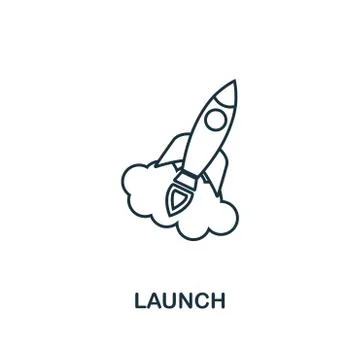 Launch outline icon. Thin line element from crowdfunding icons collection. UI Stock Illustration