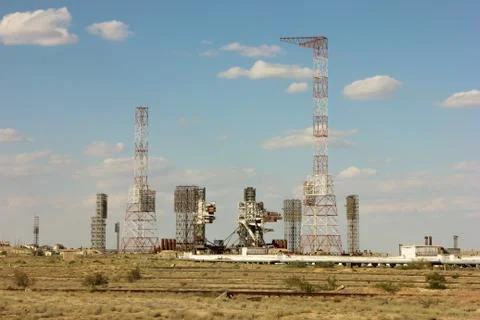 The launch pad of the Space Shuttle Reusable Buran at Baikonur Foto stock
