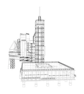 Launch pad whithout Space Rocket. Vector Stock Illustration
