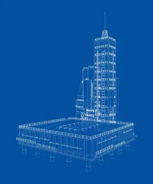 Launch pad whithout Space Rocket. Vector Stock Illustration