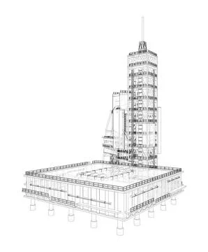 Launch pad whithout Space Rocket. Vector 스톡 일러스트
