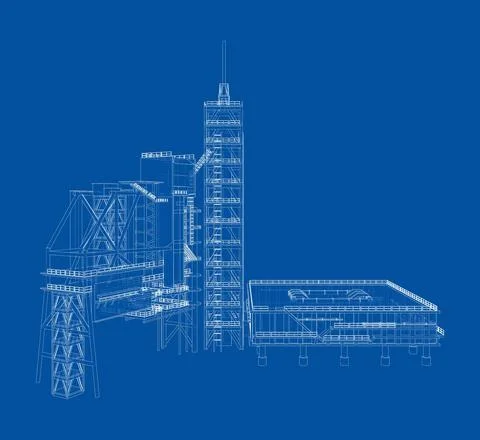 Launch pad whithout Space Rocket. Vector Stock Illustration