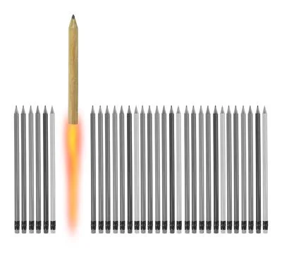 Launch pencil like a rocket, training the best the smartest Stock Photos