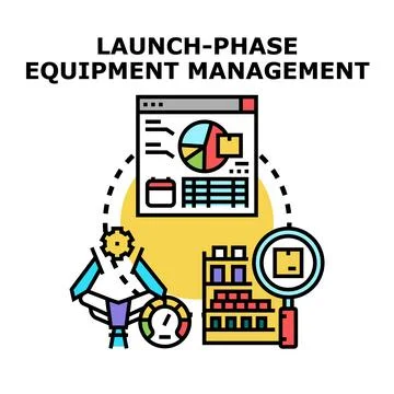 Launch phase equipment management system development concept Stock Illustration