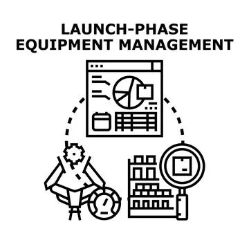 Launch phase equipment management system development concept Stock Illustration