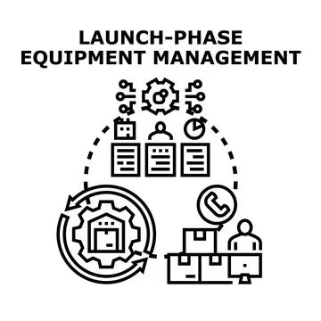 Launch phase equipment managing process and business solution 库存插图