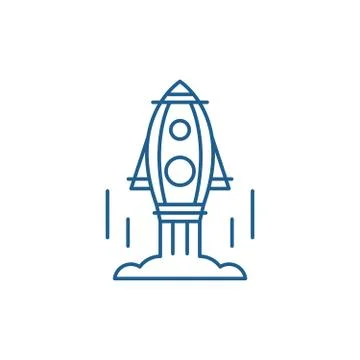Launch of the project line icon concept. Launch of the project flat vector Stock Illustration