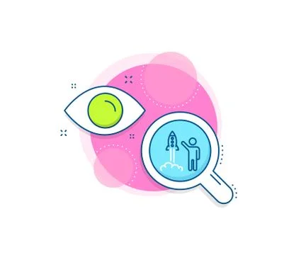 Launch project line icon. Startup rocket sign. Vector Stock Illustration