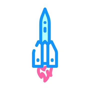 Launch rocket color icon vector illustration イラスト素材