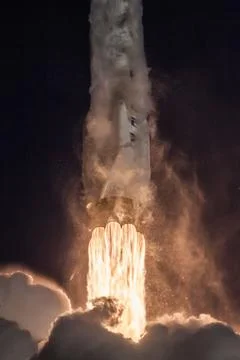Launch of a rocket from the ground Stock Photos