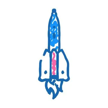Launch rocket icon doodle illustration Stock Illustration