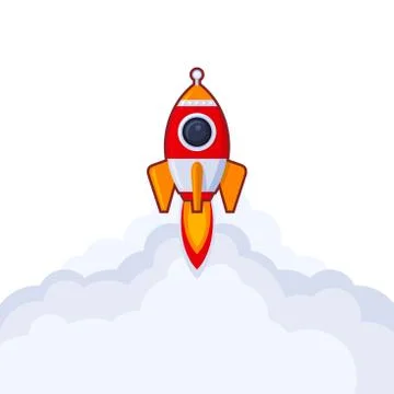 Launch Rocket Icon on White Background. Vector 库存插图