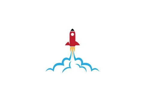 Launch of a rocket left heavy dust for logo design illustration Stock Illustration