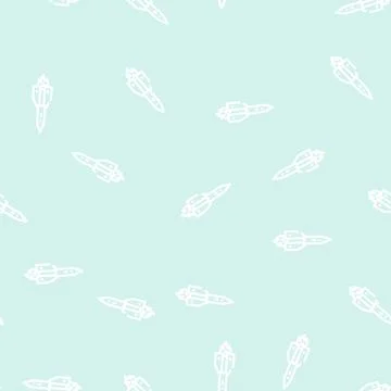 Launch rocket line vector seamless pattern Stock Illustration