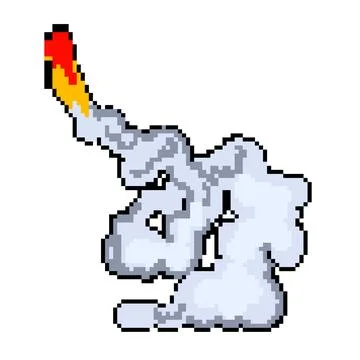 Launch rocket smoke trail pixel art vector illustration Stock Illustration