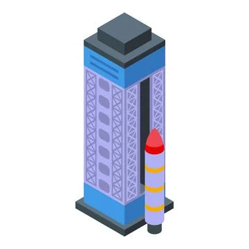 Launch rocket station icon isometric vector. Ship space Stock Illustration