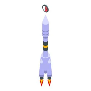 Launch rocket time icon isometric vector. Start spacecraft Stock Illustration