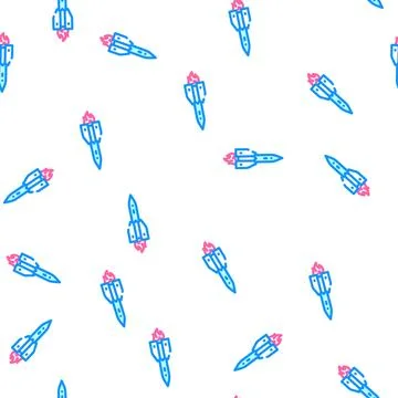 Launch rocket vector seamless pattern Stock Illustration