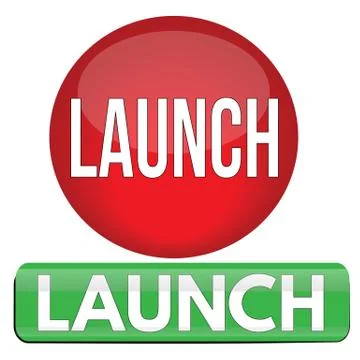 Launch round and square website glossy button Stock Illustration