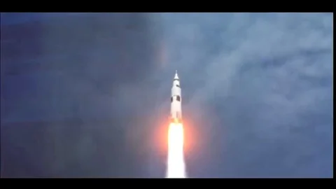 The launch of the Saturn V missile. Apollo 11 mission Stock Footage