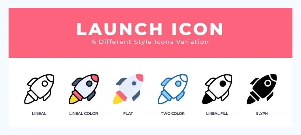 Launch set of vector icon. For web. and mobile app Illustrazione stock