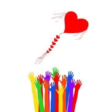 Launch into the sky kite. Different colored hands to launch a kite in the shape Stock Illustration