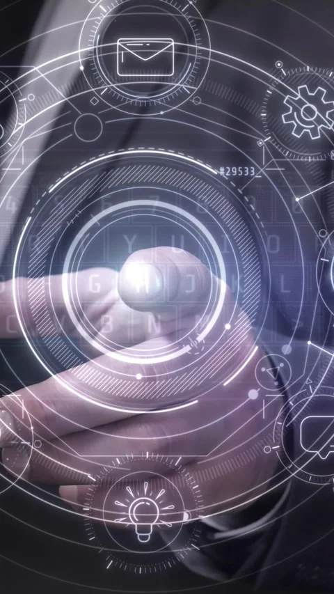 Launch of social network monitoring on a virtual panel. Stock Footage 325322553