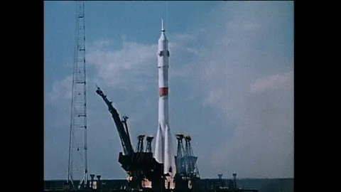 Launch of Soyuz 19 for Apollo-Soyuz Test Project - 1975 Stock Footage 94382929