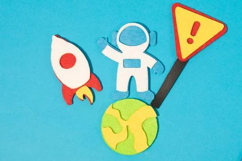 The launch into space. Flying rocket through the clouds. Start up of the space Stock Photos