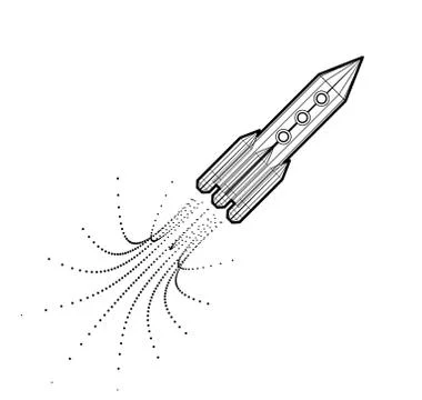 Launch of a space rocket in the drawing style. Stock Illustration